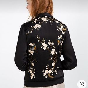 Zara Black & Floral Satin Bomber (small)